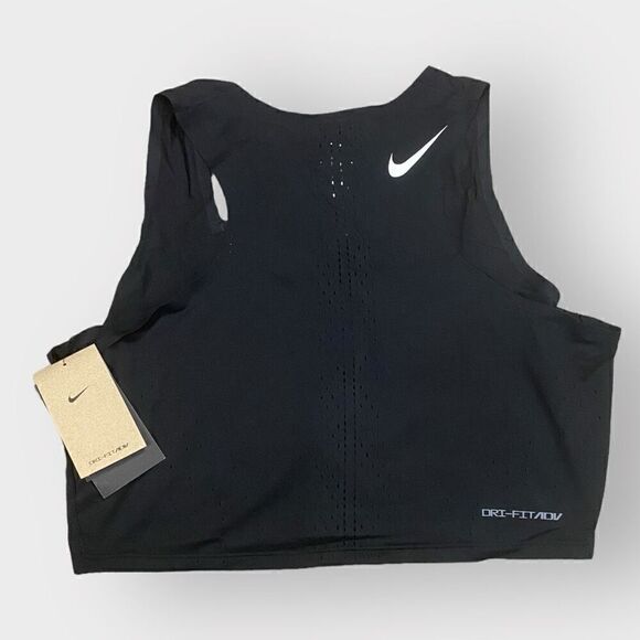 Nike Dri-FIT ADV AeroSwift Black Running Crop Top DM8728-010 Womens size XL New - Picture 5 of 7